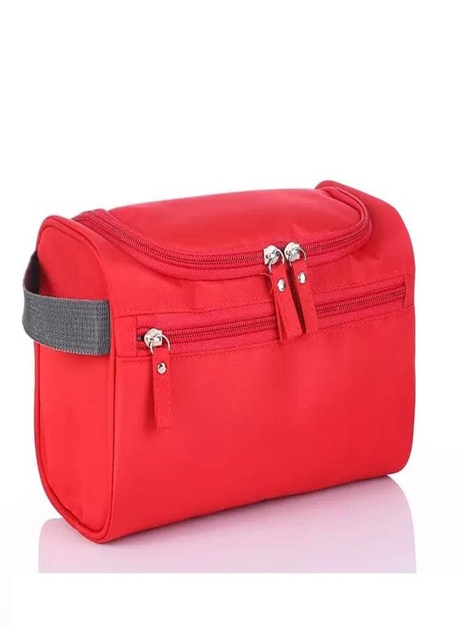 ERHETUS Multipurpose Large Cosmetic Bag for Women | Makeup Pouch for Travel | Toiletry Bags with Hook for Hanging | Waterproof Grooming Kit Storage Pouches for Men (Red) - Image 1