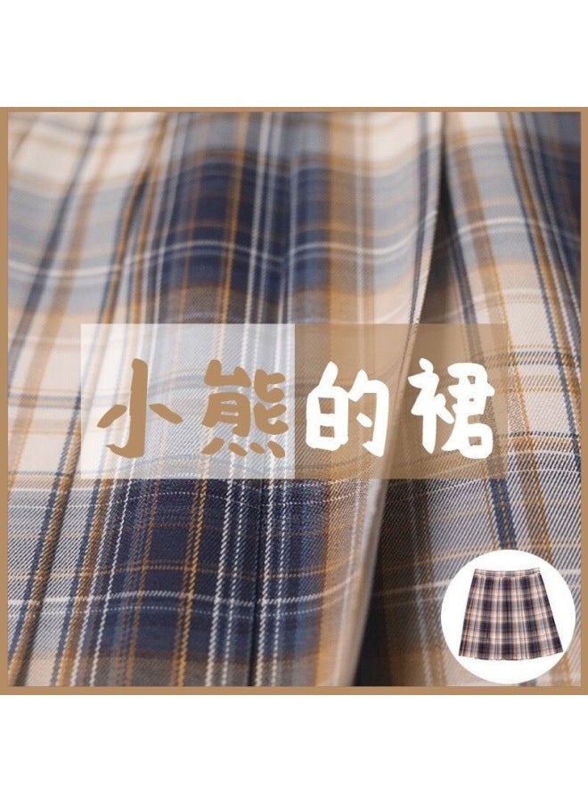 Bear's Skirt Jk Uniform Skirt Genuine Original Plaid Skirt Set Pleated Skirt Summer Women's Short Half Skirt