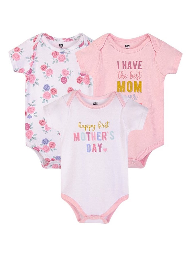 hudson baby طقم بدلات أطفال 3 قطع بأكمام قصيرة - بنت ماما، 6 - 9 أشهر - Image 1