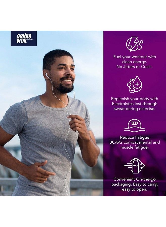 Amino Vital - Action Bcaa Amino Acids Pre Workout Packets With Electrolytes For Energy ; No Caffeine Keto Vegan Supplement ; 14 Single Serve ; Grape - Image 1