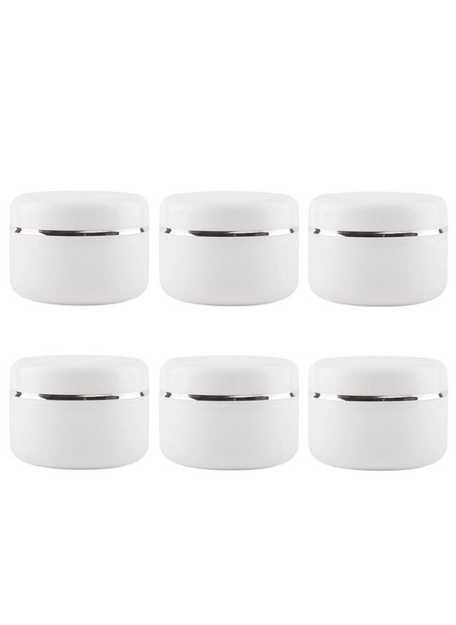 erioctry - White Plastic Jar With Dome Lid 8 Oz (250G) Refillable Makeup Cosmetic Jars Empty Face Cream Lip Balm Lotion Storage Container Pot Case (Pack Of 6) - Image 1