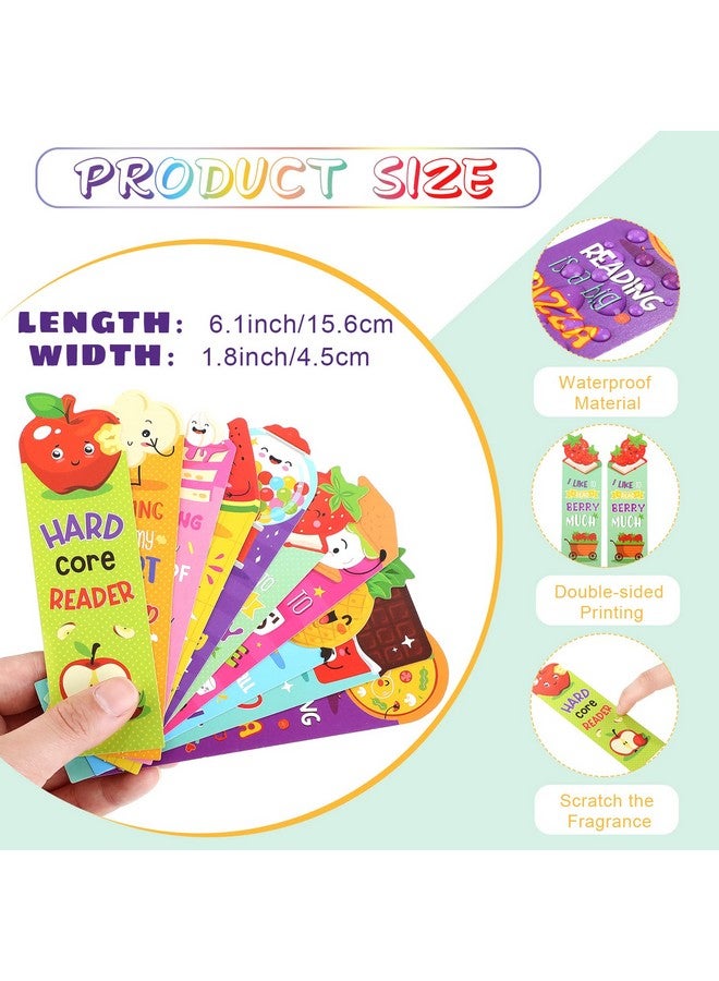 Eersida 400 Pieces Scented Bookmarks Kids Scratch and Sniff Bookmarks Fruit Food Theme Bookmarks Sayings Bookmarks Assorted Scented Bookmarks Cute Bookmarks for Students Teens Food Lovers, 10 Styles - Image 2