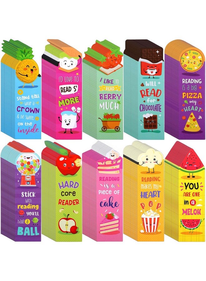 Eersida 400 Pieces Scented Bookmarks Kids Scratch and Sniff Bookmarks Fruit Food Theme Bookmarks Sayings Bookmarks Assorted Scented Bookmarks Cute Bookmarks for Students Teens Food Lovers, 10 Styles - Image 1