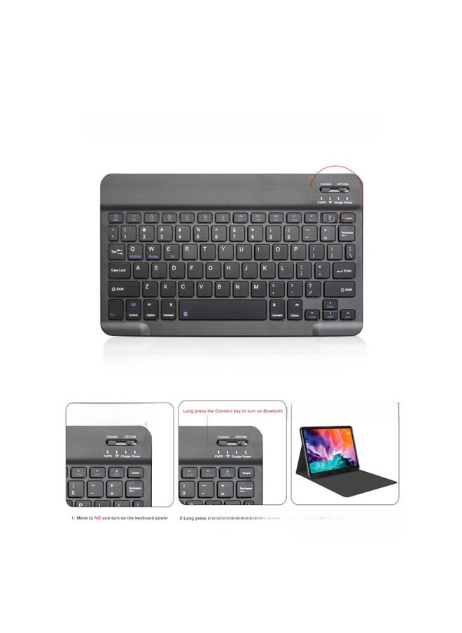 Generic - For IPad2025 Pro11 Wireless Bluetooth Keyboard Protective Case 10 Generation Pen Slot Soft Case Air13 Leather Case-Color:White Ice Blue + Keyboard-Applicable Model:Ipad Pro12.9 (model 2018~2022)/universal For Air13 - Image 1
