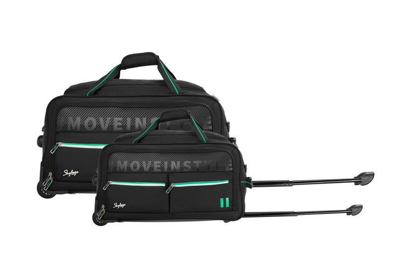 Skybags Muse Polyester Stylish Duffel Trolley Bag with Two Wheels, Two Stage Push Button | Premium Zipper, Travel Bag | 3-Year International Warranty - Unisex (Black, Set of 2) - Image 1