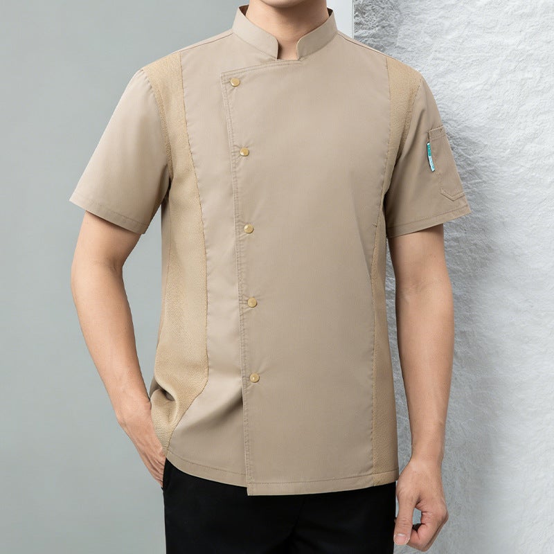 Elastic Chef Work Clothes For Men, Short-Sleeved, Breathable, Summer Wear For Restaurants, Els, Canteens, Bakeries, Kitchens, For Women - Image 1