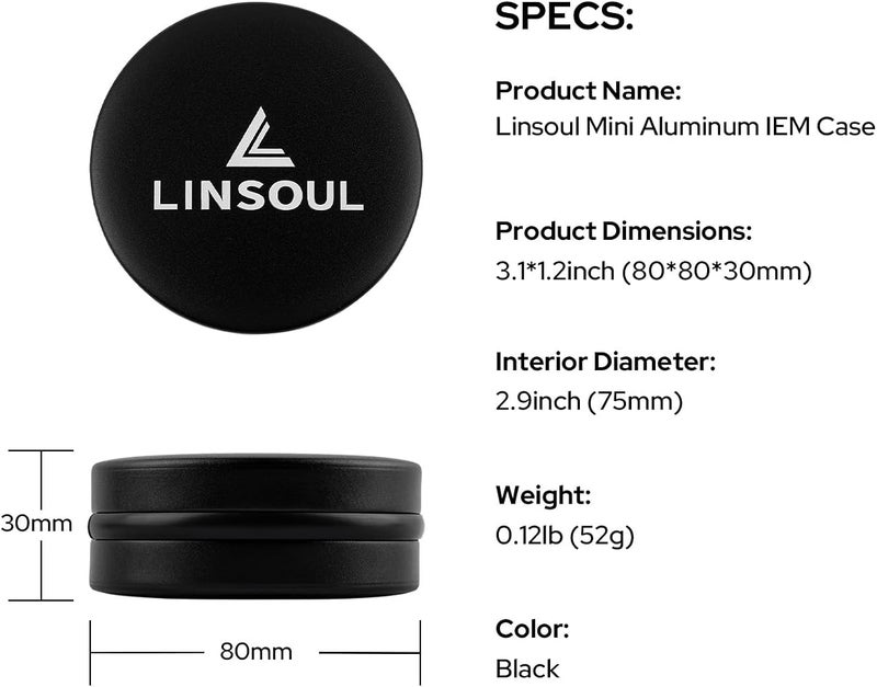Linsoul Mini Portable Aluminum Storage Earphone Case, Water Resistant, Hard Protective Traval Carrying Case for KZ ZS10 PRO, Kiwi Ears Orchestra lite/Singolo/Cadenza, Simgot EA500LM, Tangzu Wan'er - Image 3