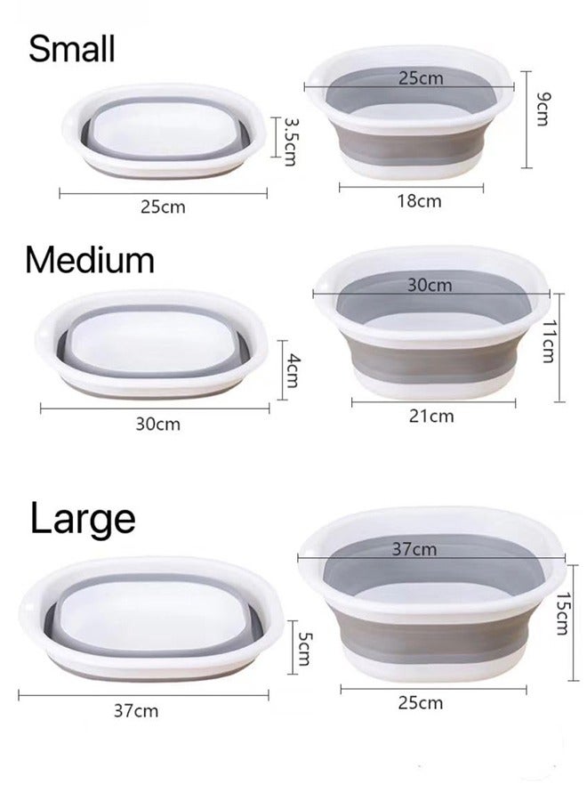 3PCS Foldable Wash Basin, S,M,L, Plastic+TPR Buckets, Portable and Space Saving, Multipurpose Foldable Washbasin Lightweight Basin, Collapsible Basin for Camping Sink and Sinks  - Image 5