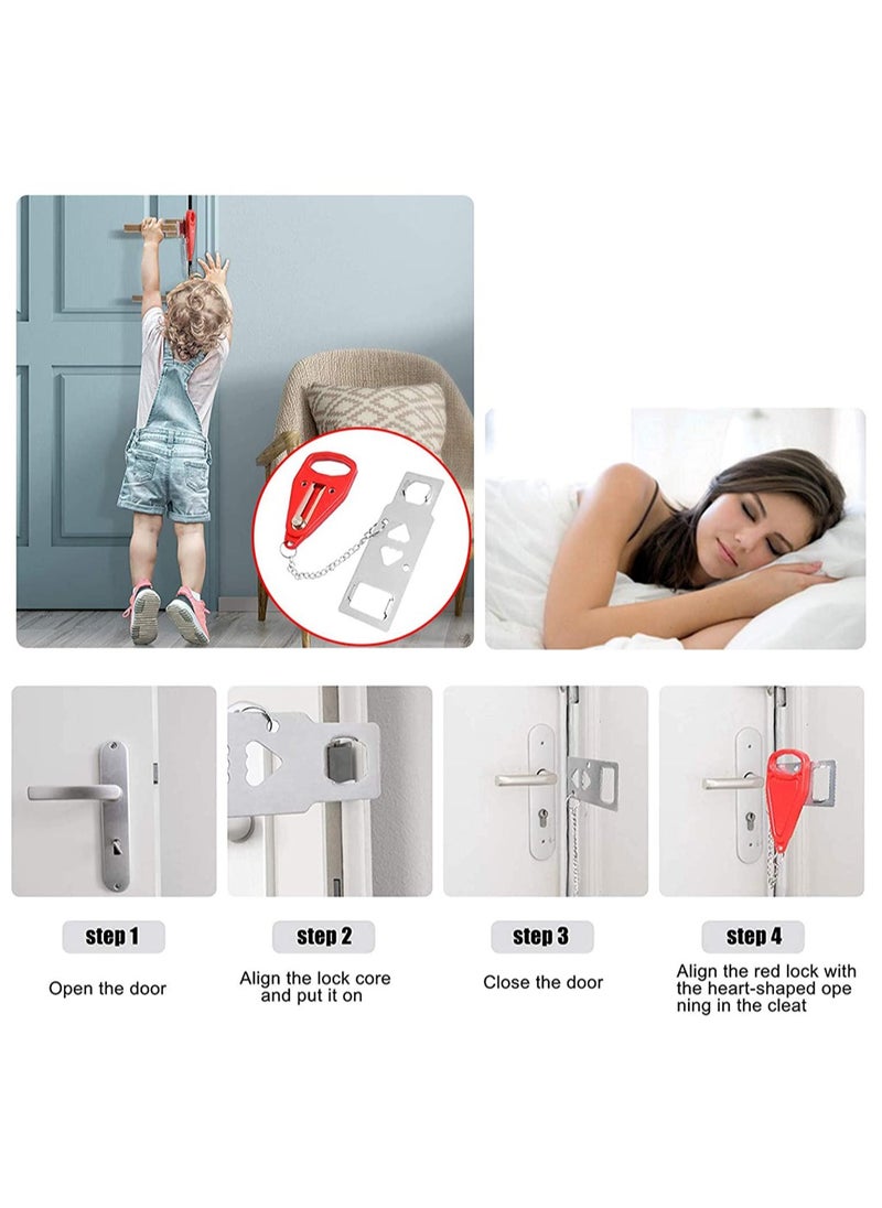 Generic - 2 Pack Portable Heavy Duty Door Lock for Extra Privacy & Security - Ideal for Home, Apartment, School & Travel to Prevent Unauthorized Entry - Image 1