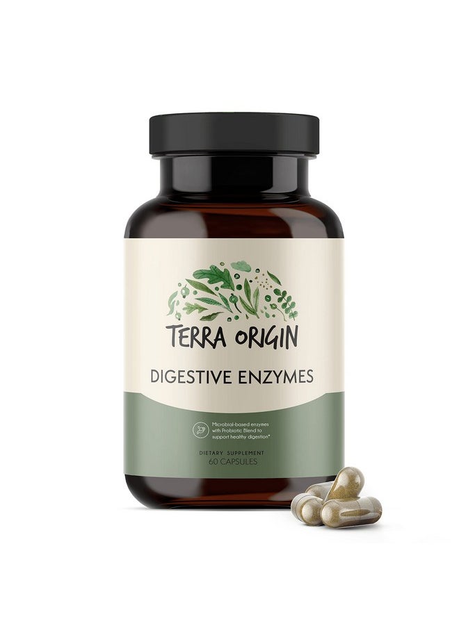 Terra Origin - Digestive Enzymes With Probiotics ; Supports Healthy Digestion ; Bromelain Lactase Amylase Lipase ; Made In The Usa Glutenfree ; 60 Servings - Image 1