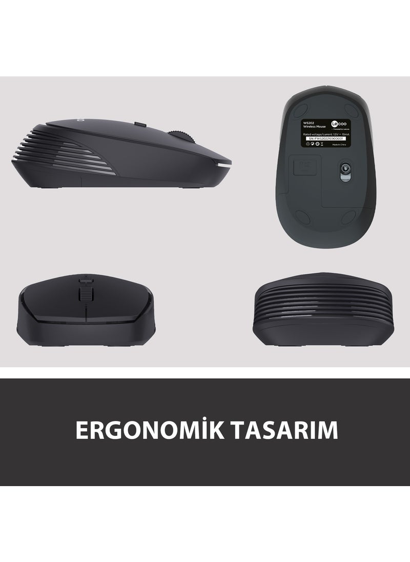 lecoo - Lenovo WS202 Wireless 1200DPI 4-Button Optical Mouse Black - Image 1