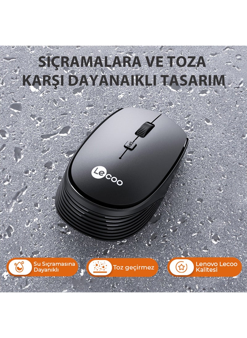 lecoo - Lenovo WS202 Wireless 1200DPI 4-Button Optical Mouse Black - Image 1
