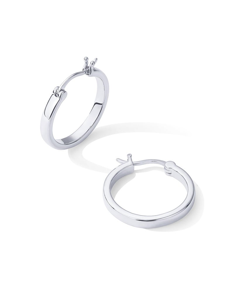 PAVOI Womens 14K Gold Plated - White Gold 925 Sterling Silver Post Lightweight Hoop Earrings - Image 3