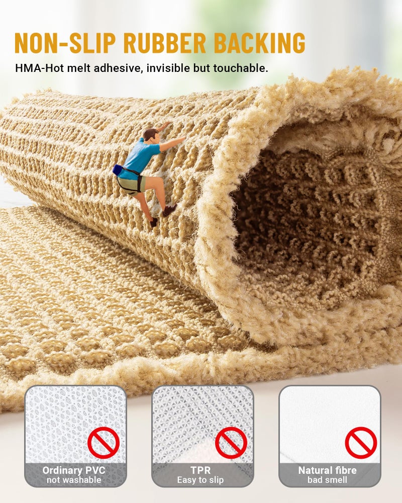 Furicher Large Waffle Bath Mat Set, Non Slip Bath Rug Set, Ultra Absorbent Bath Mats for Bathroom Decor, Extra Soft Floor Kitchen Rugs Sets 2 Piece, Washable Bath Runner Rug, Brown, 20"Ã—47" & 16"Ã—24" - Image 4