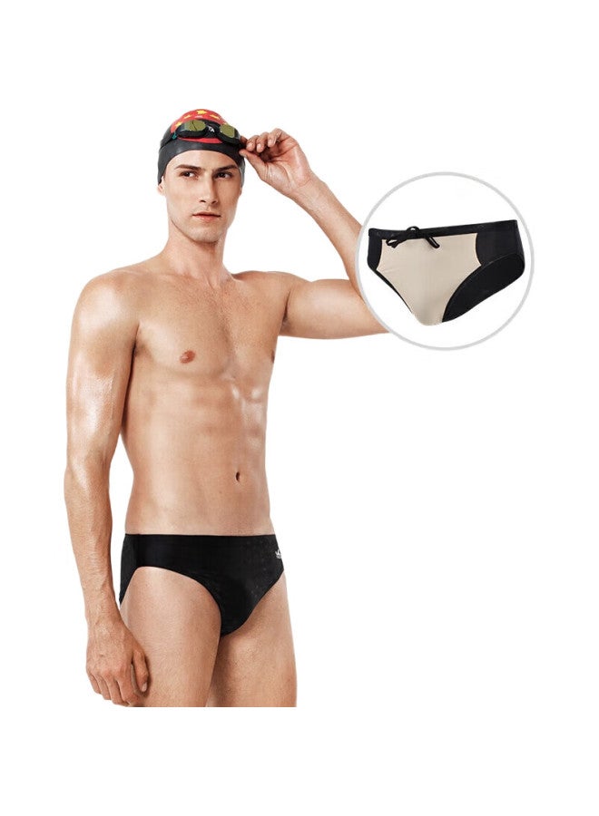 YINGFA Men'S Swim Trunks, Professional Triangle Swim Shorts, Comfortable For Hot Springs And Vacations, Anti-Embarrassment, Competitive Speed Training Swimwear, Black Xxl - Image 1