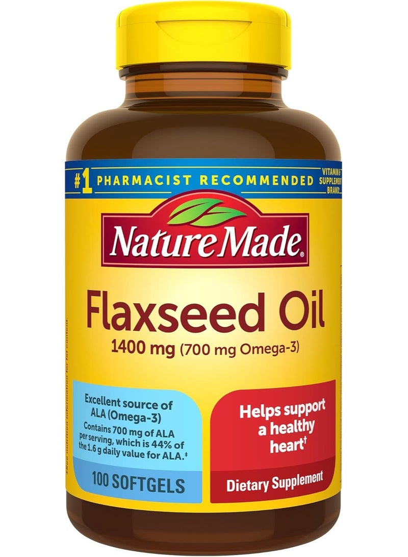 Nature Made Flaxseed Oil, 1400mg - 100 Softgels - Image 1