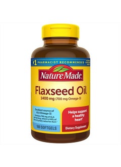 Nature Made Extra Strength Flaxseed Oil 1400 mg, Fish Free Omega 3 Supplement, Dietary Supplement for Heart Health Support, 100 Softgels, 100 Day Supply  - Image 1