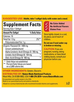Nature Made Extra Strength Flaxseed Oil 1400 mg, Fish Free Omega 3 Supplement, Dietary Supplement for Heart Health Support, 100 Softgels, 100 Day Supply  - Image 5