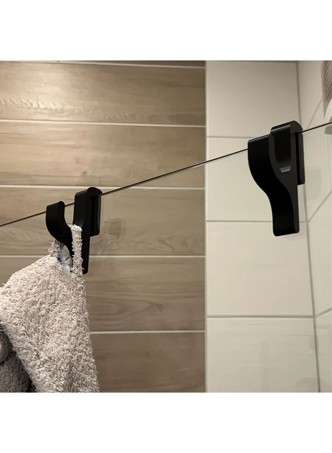 Black Double Hook For 8mm Glass Door Bathroom Towel Clothes Organizer Easy Install - Image 5
