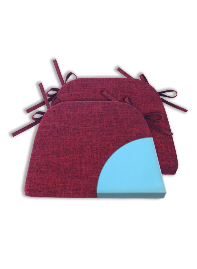 Foam Chair Cushions for Dining Chairs Set of 2, Non Slip Kitchen Chair Pads, 42x40.5x4 cm, Indoor Dining Chair Cushions with Ties, U-Shaped Seat Cushions for Kitchen Chairs - Image 1