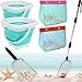 Fasouna 6 Pack Shelling Tools for Beach Include Seashell Bag Shark Tooth Sifter Shovel Sand ScoopCollapsible Beach Bucket Shell Scooper with Extra Long Adjustable Handle Beach Game Toys - Image 2