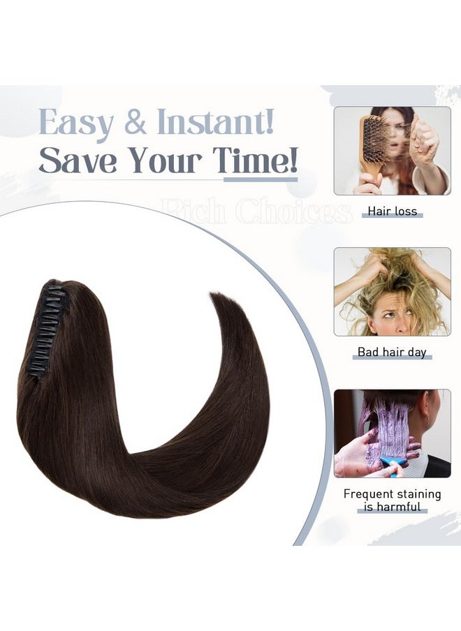 Rich Choices - Ich Choices Claw Clip Ponytail Extension Human Hair Real Hair Ponytail Extension Balayage Dark Brown 16 Inch 105G One Piece Clip In Long Ponytail Hair Extensions Straight For Women 2 - Image 1
