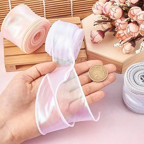 KISSITTY Iridescent Organza Ribbon Sheer Easter Craft Decorative Ribbon for Flowers Floral Bouquets Garlands Wedding Gift Wrapping Hair Bows Decors Ornaments - Image 3