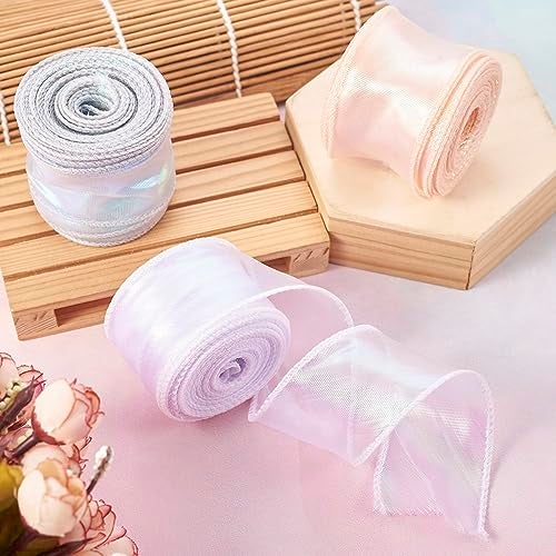 KISSITTY Iridescent Organza Ribbon Sheer Easter Craft Decorative Ribbon for Flowers Floral Bouquets Garlands Wedding Gift Wrapping Hair Bows Decors Ornaments - Image 4