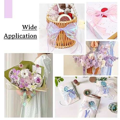 KISSITTY Iridescent Organza Ribbon Sheer Easter Craft Decorative Ribbon for Flowers Floral Bouquets Garlands Wedding Gift Wrapping Hair Bows Decors Ornaments - Image 2