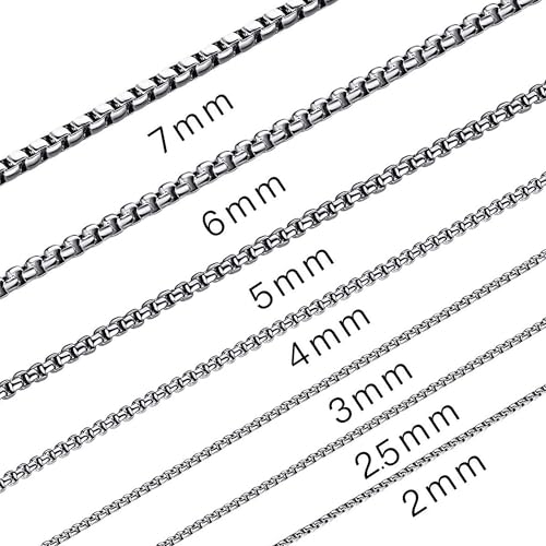 SANNYRA Silver Chain for Men - 2mm 24 Inches Stainless Steel Chains for Mens - Dog Tag Necklace for Pendant, Round Rolo Necklaces for Women - Image 1