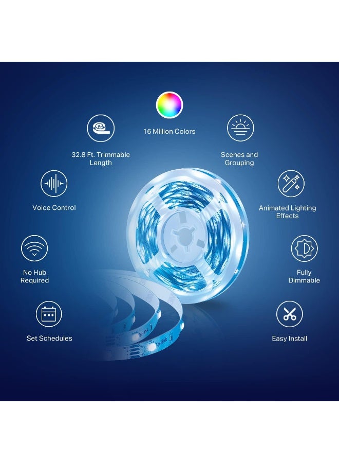 Kasa Smart Kasa Smart LED Light Strip, RGB, 32.8ft(2 Rolls of 16.4ft.) Wi-Fi LED Strip Works w/Alexa & Google Assistant, High Brightness, Trimmable, Up to 25,000 Hours, 2Yr Warranty (KL400L10), Multicolor - Image 4