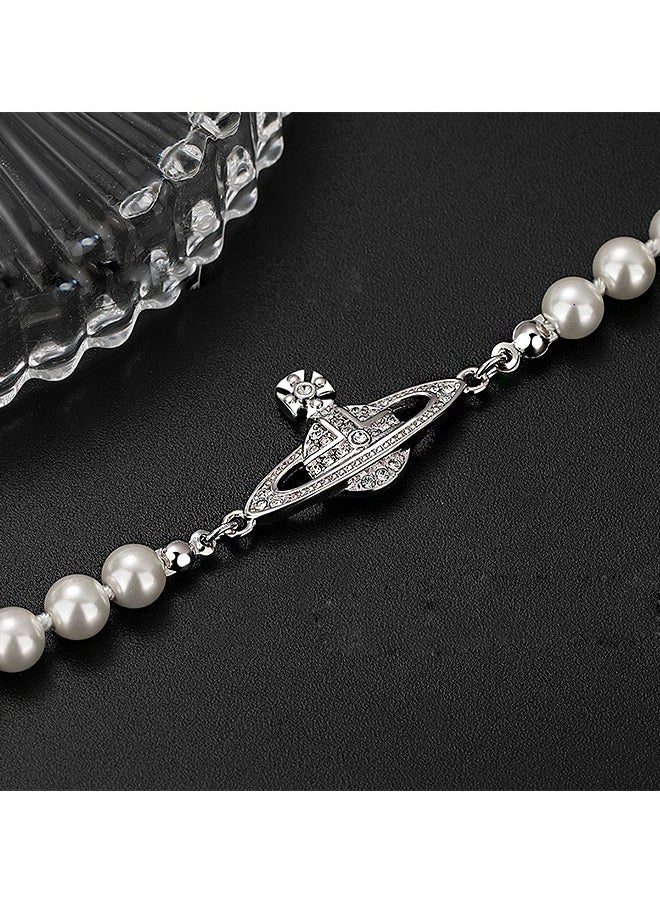 Beyond Diamond Saturn Pearl Bracelet, Anti Rust and Anti Fading Silver Plating Bracelet, Bangle for Women Jewelry (Silver)  - Image 4