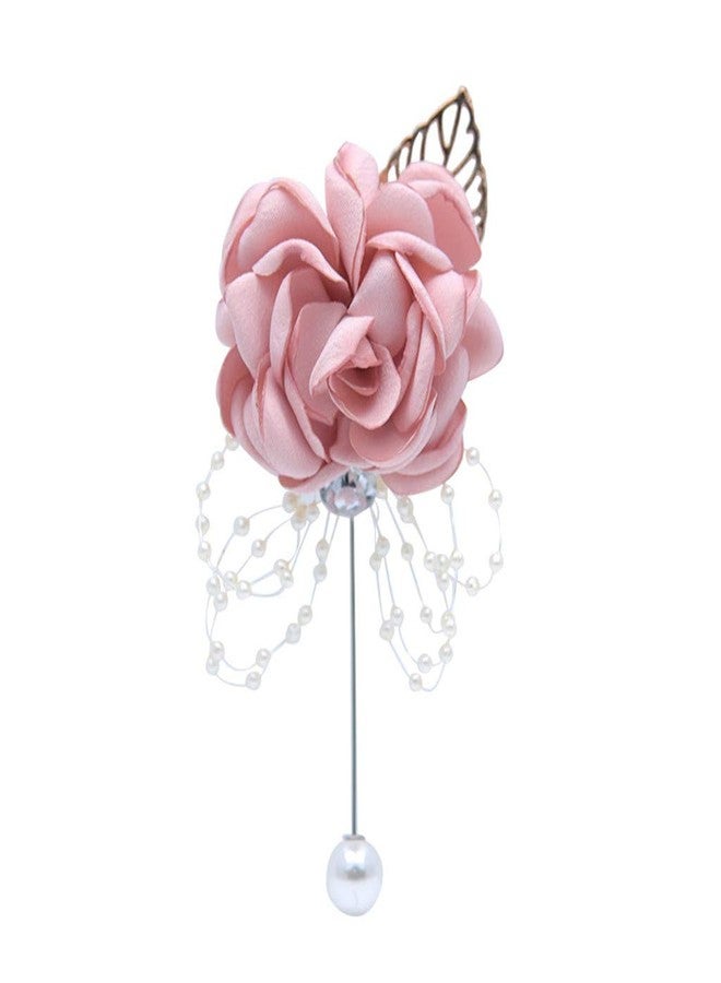 Flonding Rose Wedding Wrist Corsage and Boutonniere Set Party Prom Hand Ribbon Flower Suit Decor (Champagne Pink) - Image 2