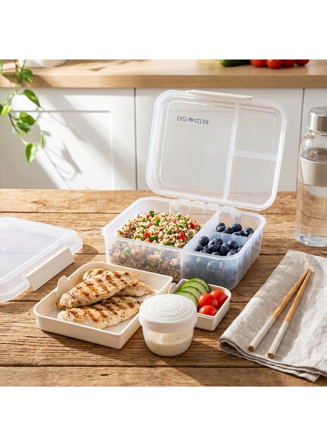 Eazy Kids Personalized 3/4/5 Compartment Convertible 1650ml Bento Lunch Box with 150ml Gravy Bowl - Grey - Image 3