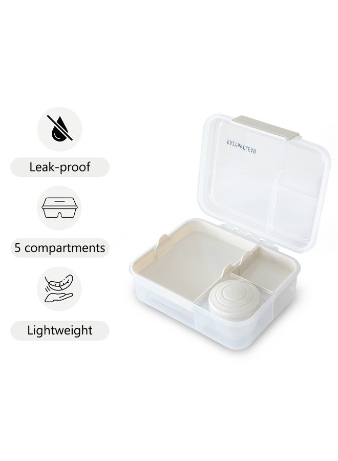 Eazy Kids Personalized 3/4/5 Compartment Convertible 1650ml Bento Lunch Box with 150ml Gravy Bowl - Grey - Image 4