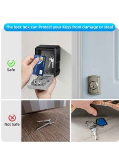 Generic Key Safe Box, 4 Digit Combination Key Box, Wall Mounted Large Capacity Key Security Box, Waterproof Anti Theft Key Storage Box With Resettable Code, (1pc, Super Large Size)  - Image 4