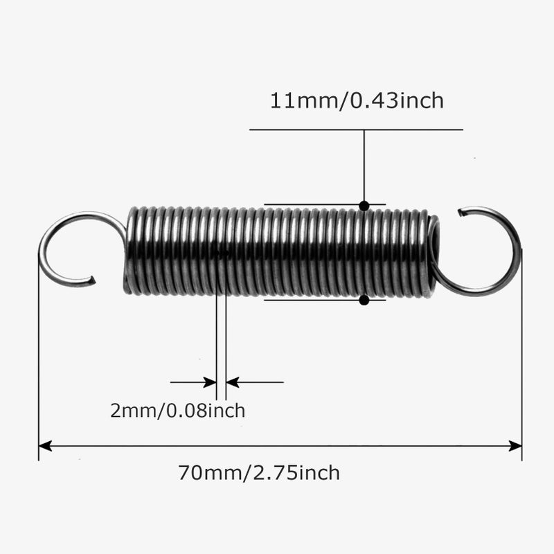 Size 2.0x10x90mm Open Tension Spring Extension Coil Steel Wire - Image 4