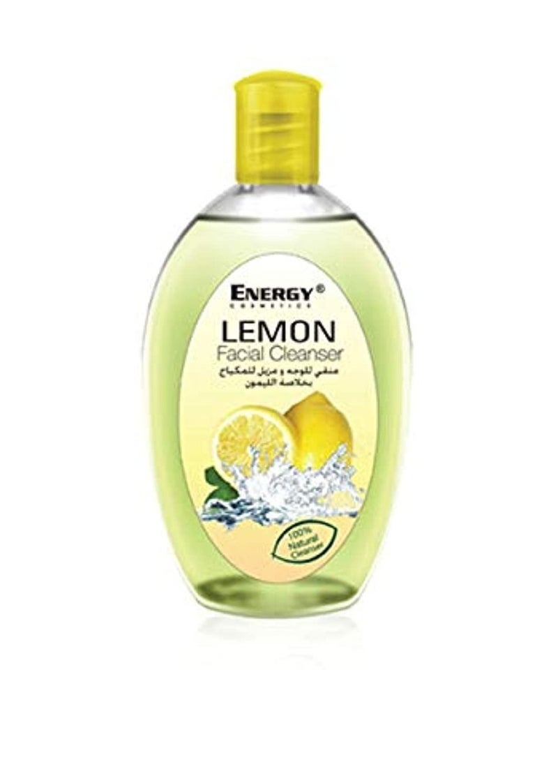 Energy Cosmetics Facial Cleanser & Makeup Remover 235ml – Face Wash with Lemon Extract, 100% Natural Ingredients – Deep Cleansing & Refreshing Makeup Remover - Image 1