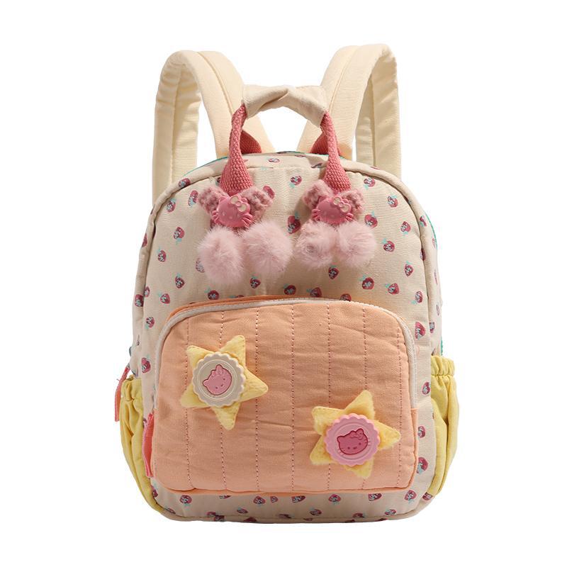 Japanese Kawaii Mini Backpack with Strawberry Cat Star Color Block for Women - Image 1