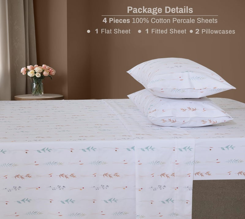 ZOYER 100% Cotton Sheets â€“ King Size Percale Bedding, Cooling & Breathable, Durable with a Crisp, Soft & Comfortable Feel, 16" Deep Pocket, 4-Piece Set, Fairy Meadows - Image 5