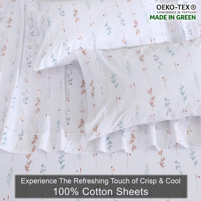 ZOYER 100% Cotton Sheets â€“ King Size Percale Bedding, Cooling & Breathable, Durable with a Crisp, Soft & Comfortable Feel, 16" Deep Pocket, 4-Piece Set, Fairy Meadows - Image 4