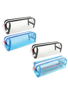 Generic 4 Pcs Clear Pencil Pouch, Pencil Case Pen Bag Clear Case Marker Pouch Multifonction Organizer Box Transparent case Makeup Bag Office College School Gift for adults Teen Girl Boy  - Image 1