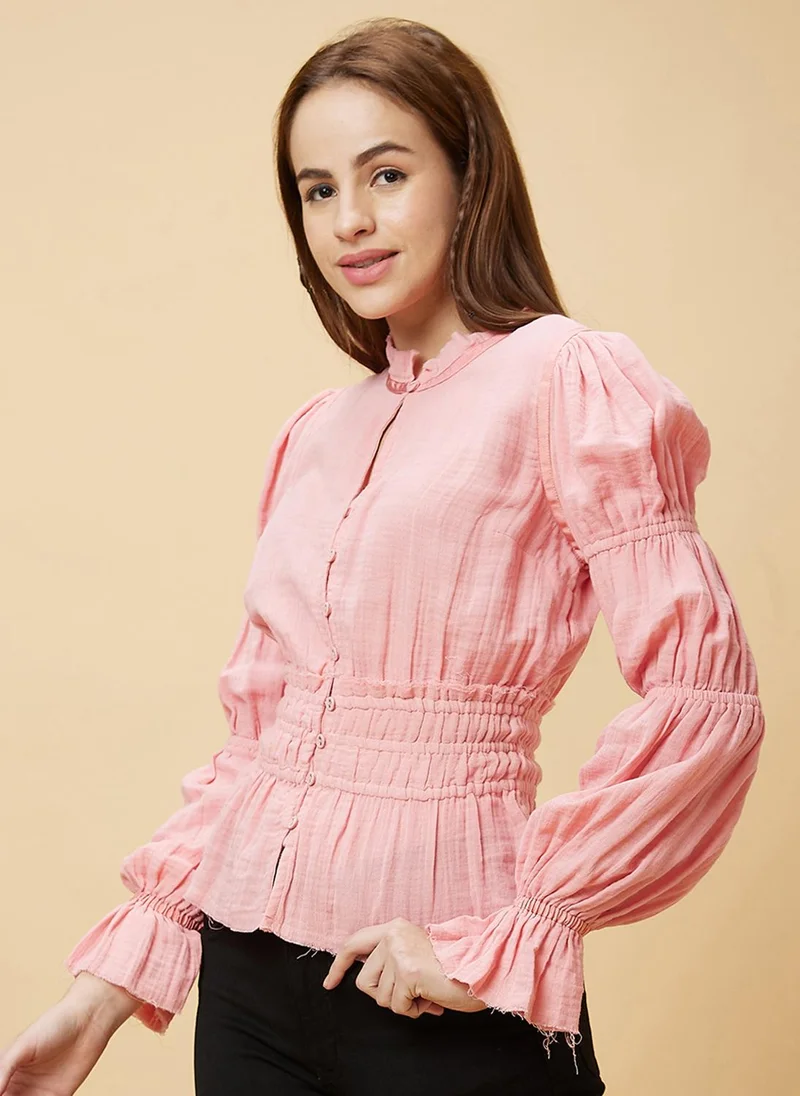 جلو باص بلوزة قطنية نسائية بلون الخوخ من جلوبس