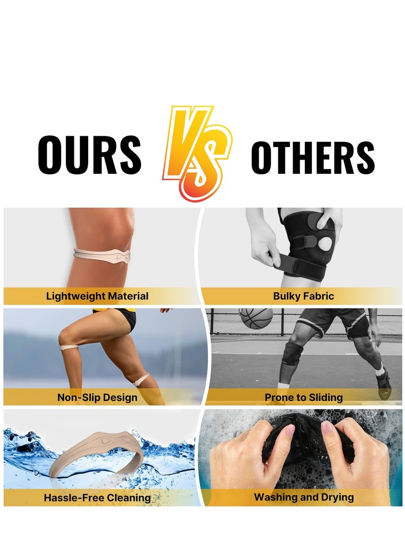 عام حزام دعم الرضفة: حزام الركبة لتخفيف آلام الوتر الرضفي دعامة الركبة لالتهاب الأوتار لاعبا الجري وكرة السلة الرياضية للرجال والنساء 2 حزم - Image 2