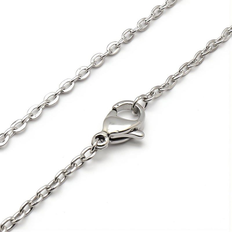 Necklace Chain O Link Flat White K 50cm Lobster Clasp Casual Party Event Daily Wear Jewelry Accessory Gift - Image 2