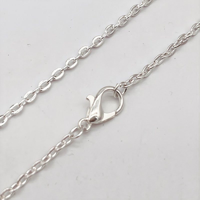 Necklace Chain O Link Flat White K 50cm Lobster Clasp Casual Party Event Daily Wear Jewelry Accessory Gift - Image 3