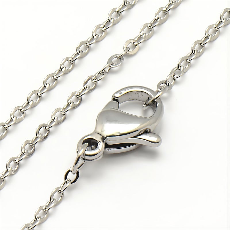 Necklace Chain O Link Flat White K 50cm Lobster Clasp Casual Party Event Daily Wear Jewelry Accessory Gift - Image 5