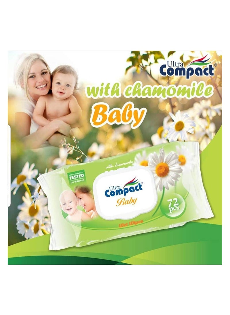 Ultra Compact Camomile Baby Wet Wipes: Soothing Care Pack - 72pcs  - Image 2