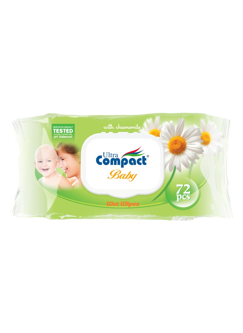 Ultra Compact Camomile Baby Wet Wipes: Soothing Care Pack - 72pcs  - Image 1