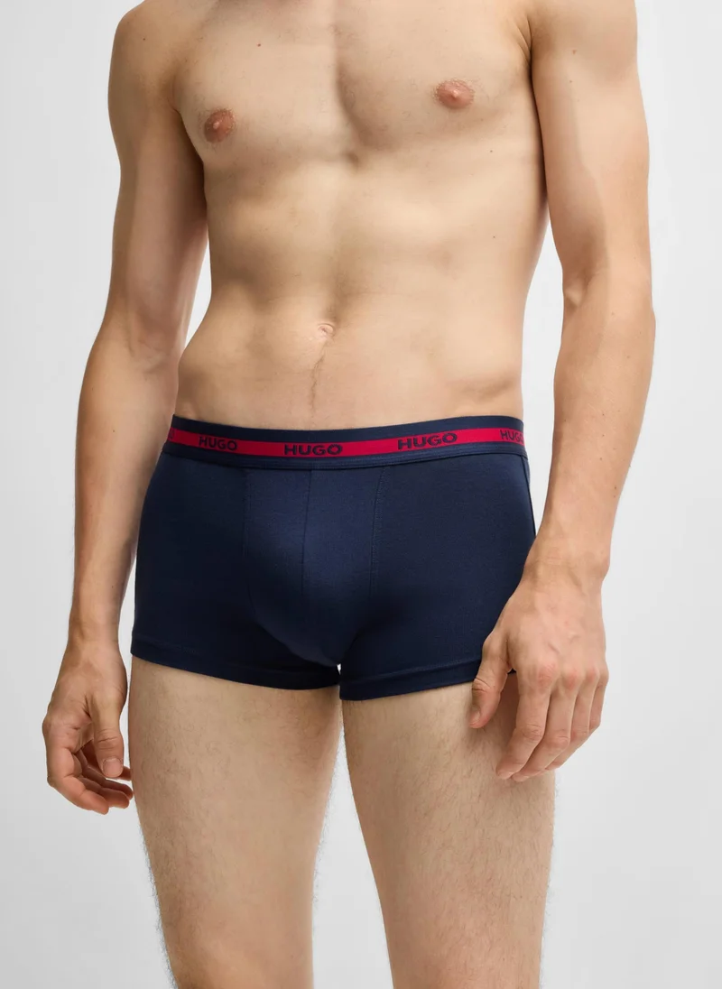 HUGO Three-pack of logo-waistband trunks in stretch cotton